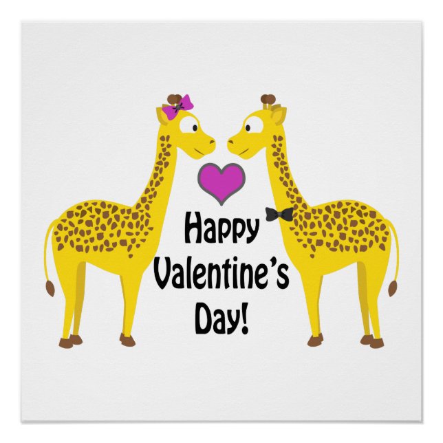 Glückliche Valentinstag-Giraffen Poster (Vorderseite)