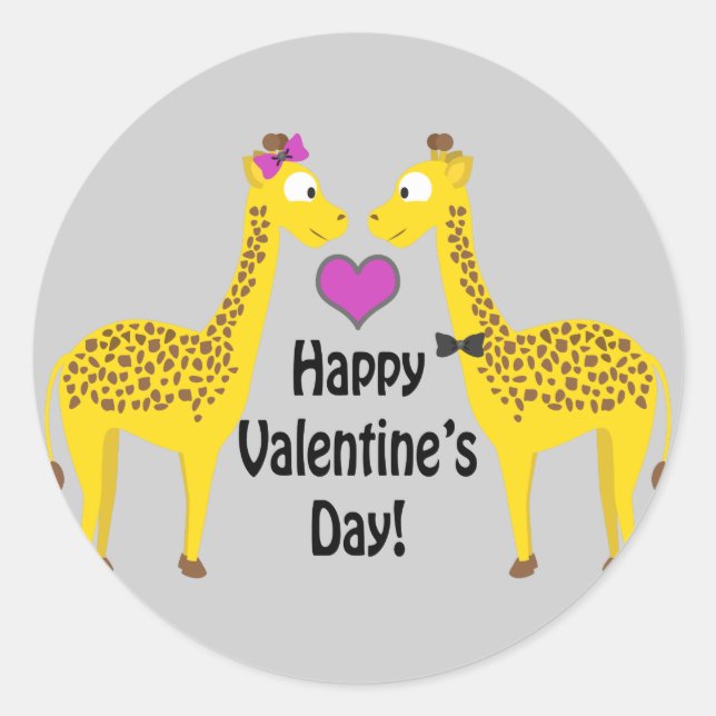 Glückliche Valentinstag-Giraffen Runder Aufkleber (Vorderseite)