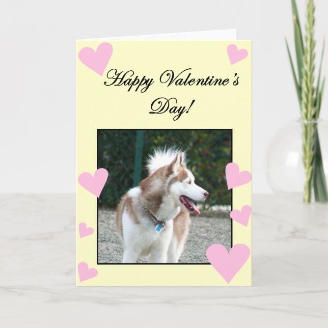 Glückliche Valentinstag-Husky-Gruß-Karte Feiertagskarte (Vorderseite)