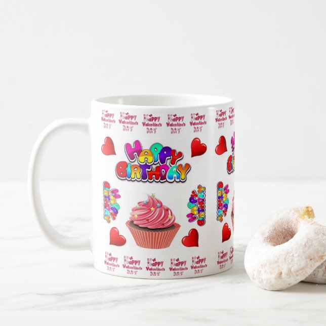 Glückliche Valentinstag Tasse Glücklich Geburtstag (Mit Donut)