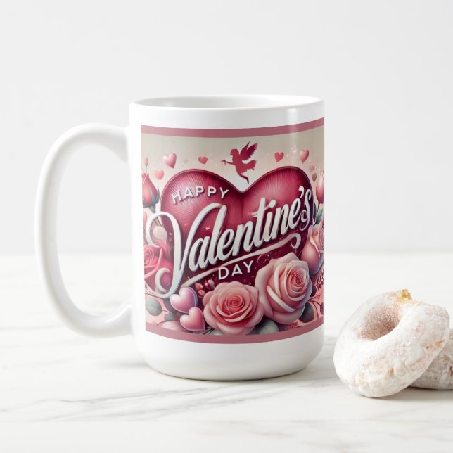 Glückliche Valentinstag Tasse! Kaffeetasse (Mit Donut)