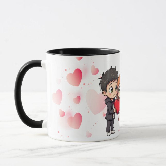 "Glückliche Valentinstag-Tasse - Liebe, Herz und U Tasse (Links)