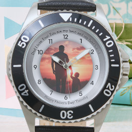 Glückliche Vatertagsbotschaften und Foto Armbanduhr