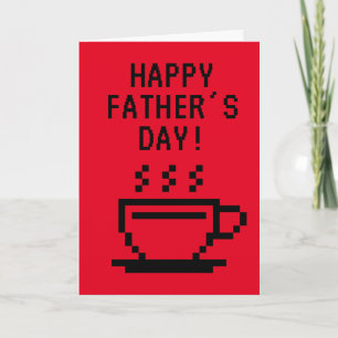Glückliche Vatertagskarte mit Pixelkunstkaffee Karte