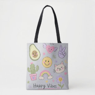 Glückliche Vibes Kawaii Gekritzel Süßes Smiley R