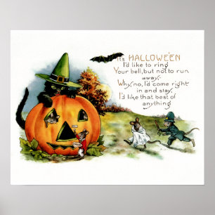 Glückliche Vintage Halloween Postkarten-Kunst Poster