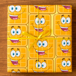 Glückliche Waffel Kawaii Lächeln Frühstück Essen Geschenkpapier