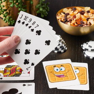 Glückliche Waffel Kawaii Lächeln Frühstück Essen Spielkarten