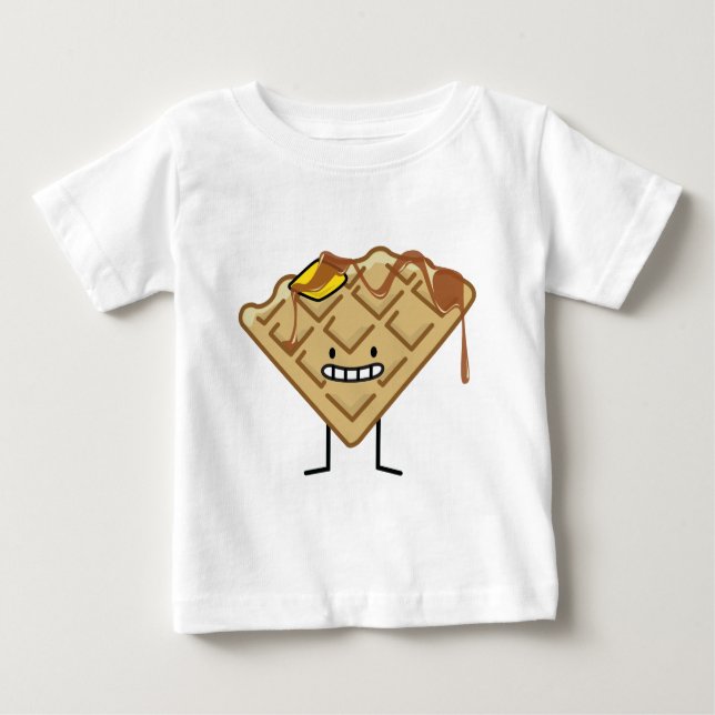 Glückliche Waffel mit Sirup- und Butterfrühstück Baby T-shirt (Vorderseite)