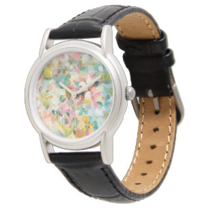 Glückliche weiche Pastellblumenblätter des Armbanduhr