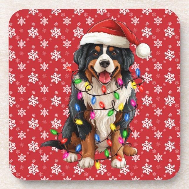Glückliche Weihnachten Bernese Mountain Hund Weihn Getränkeuntersetzer (Vorderseite)