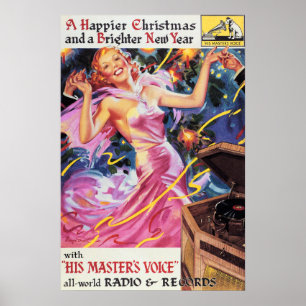 Glückliche Weihnachten & Neues Jahr Victor RCA Alt Poster