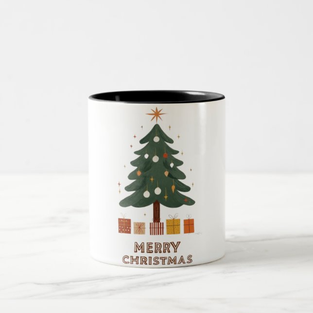 Glückliche Weihnachten Zwei-Tone-Tasse Zweifarbige Tasse (Mittel)
