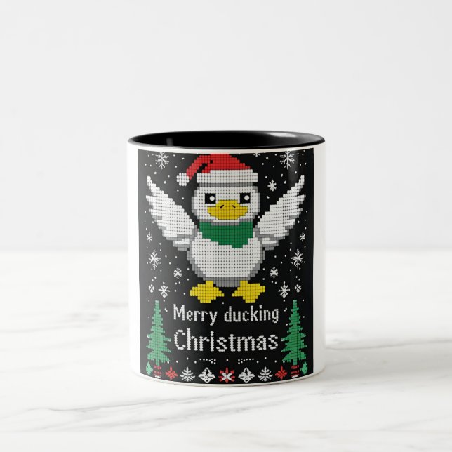 Glückliche Weihnachten Zwei-Tone-Tasse Zweifarbige Tasse (Mittel)