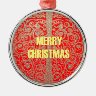 Glückliche Weihnachts-Rot- und Gold-Sammlung Ornament Aus Metall