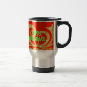 Glückliche Weihnachts Rot und Gold Sammlung. Reisebecher