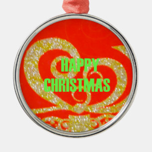 Glückliche Weihnachts Rot und Gold Sammlung. Silbernes Ornament