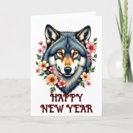 Glückliche Weihnachtskarte für Wolf floralgeflocht Feiertagskarte