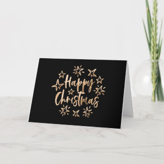 Glückliche Weihnachtskarte | Schwarze und goldene Karte