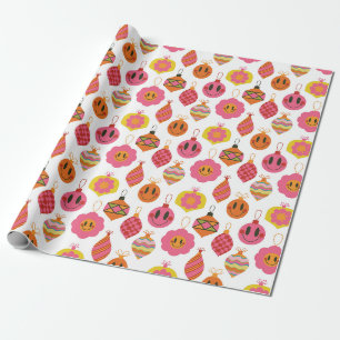 Glückliche Weihnachtsschmuck Geschenkpapier