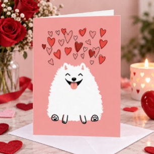Glückliche weiße Karte des Spitz-Hundevalentines