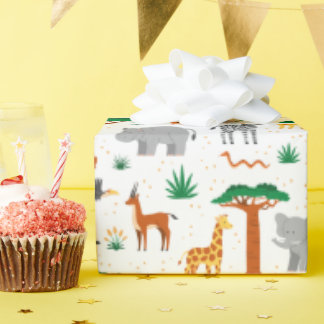 Glückliche wilde Tiere in der Savanne Geschenkpapi Geschenkpapier