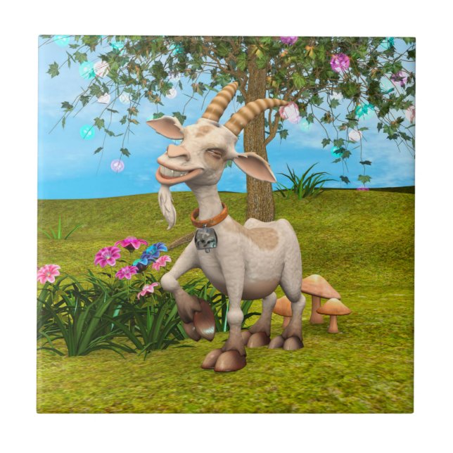 Glückliche Ziege Fliese (Vorderseite)