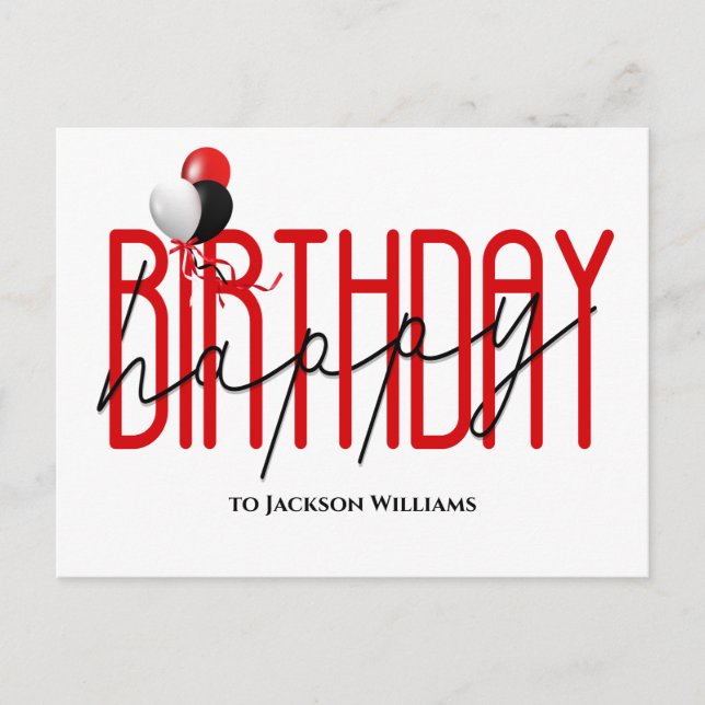 Glückliche zum Geburtstag Party Ballons einladen Einladungspostkarte (Vorderseite)