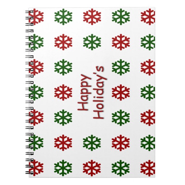 Glücklichen Feiertags mit einem Schneeflockemuster Notizblock (Vorderseite)
