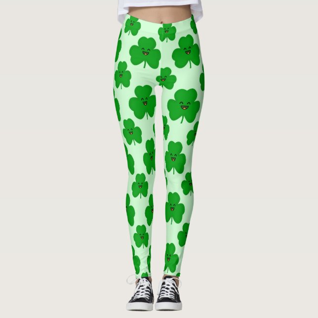 Glücklichen Kleeblatt-niedliche St Patrick Leggings (Vorderseite)