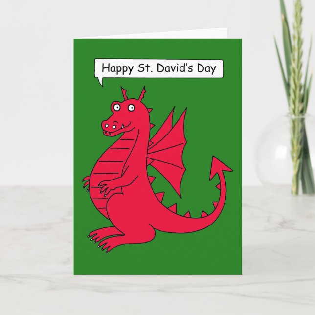 Glücklichen St David Tag - Cartoon-Drache Karte (Vorderseite)