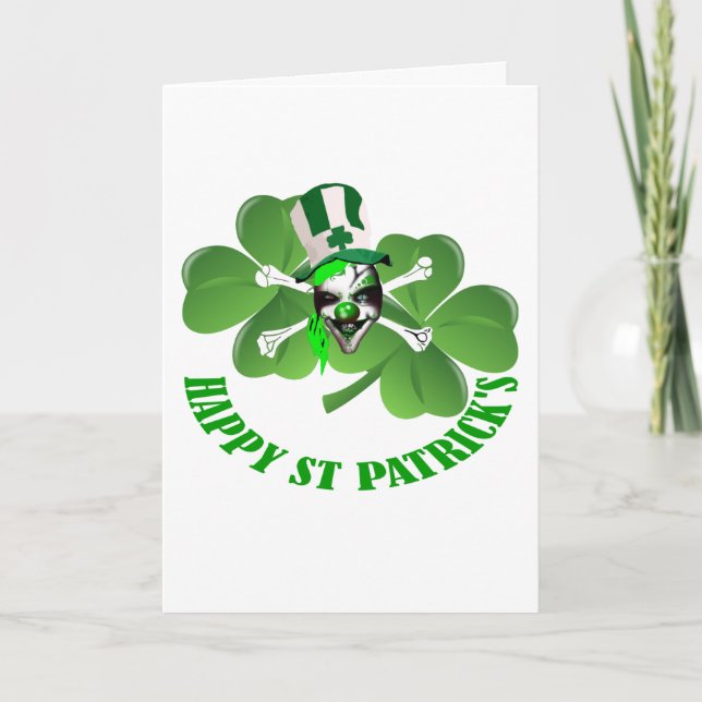 Glücklichen St Patrick beängstigender Clown Karte (Vorderseite)