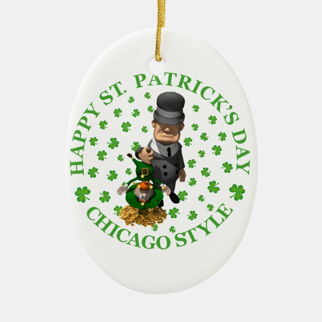 Glücklichen St Patrick Tag - Chicago-Art Keramikornament (Vorne)