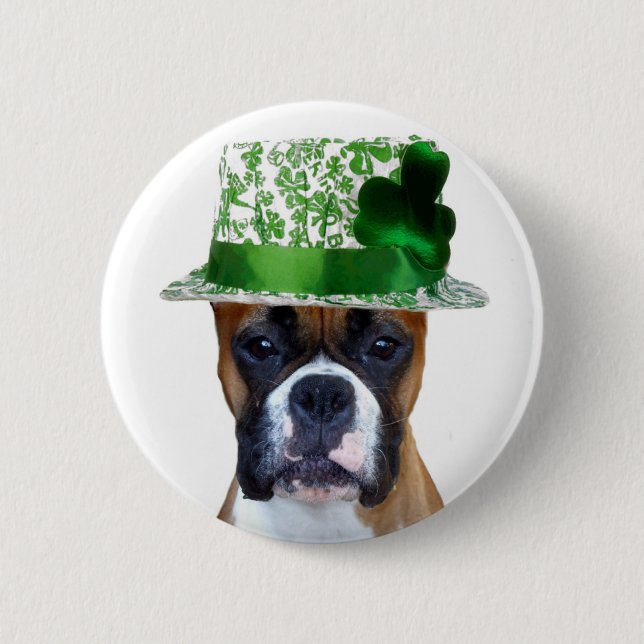 Glücklichen St Patrick Tagesboxerknopf Button (Vorderseite)