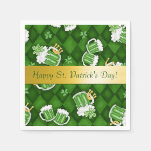 Glücklichen St Patrick Tagesgrün-Bier-Servietten Serviette