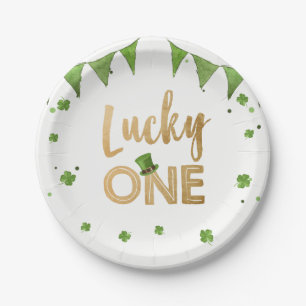 Glücklichen St Patrick TagesPappteller-Klee-Junge Pappteller