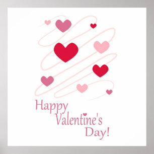 "GLÜCKLICHEN VALENTINSTAG" HERZEN POSTER