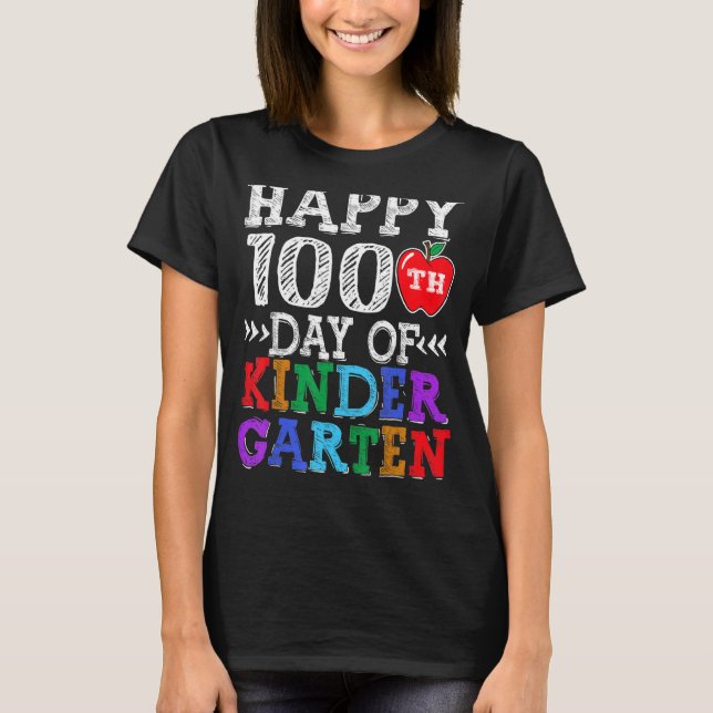 Glücklicher 100. Kindergartenlehrer oder Student T-Shirt (Vorderseite)