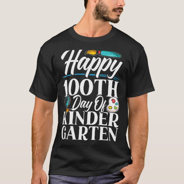 Glücklicher 100. Kindergartenlehrer Stu T-Shirt (Vorderseite)