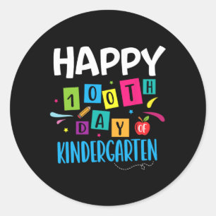 Glücklicher 100. Kindergartenlehrertag 1 Runder Aufkleber