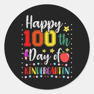 Glücklicher 100. Kindergartentag - farbenfroher Le Runder Aufkleber
