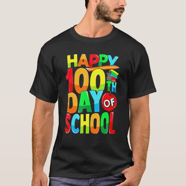Glücklicher 100. Schullehrer Kinder glücklich 100  T-Shirt (Vorderseite)