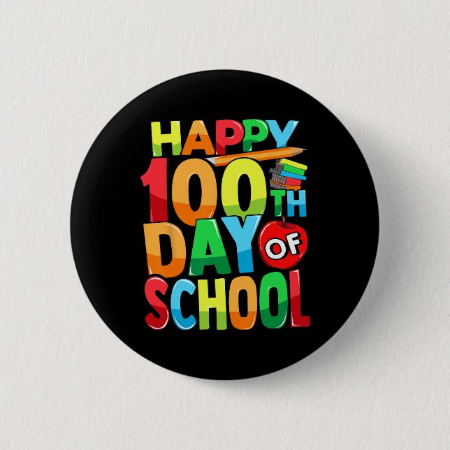 Glücklicher 100. Schullehrer Kinder glücklich Button (Vorderseite)