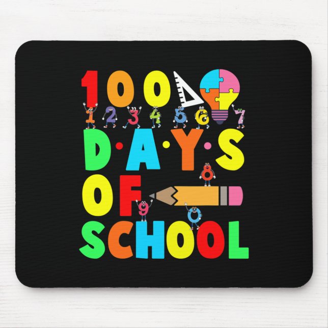Glücklicher 100. Schullehrer Kinder glücklich Mousepad (Vorne)