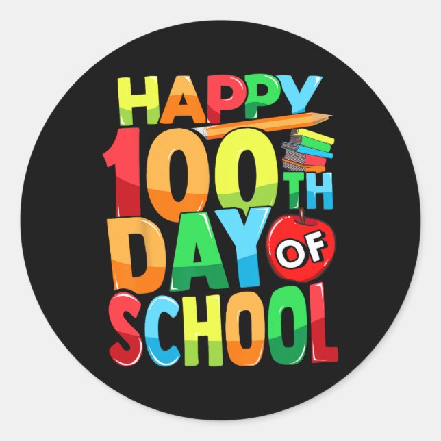 Glücklicher 100. Schullehrer Kinder glücklich Runder Aufkleber (Vorderseite)