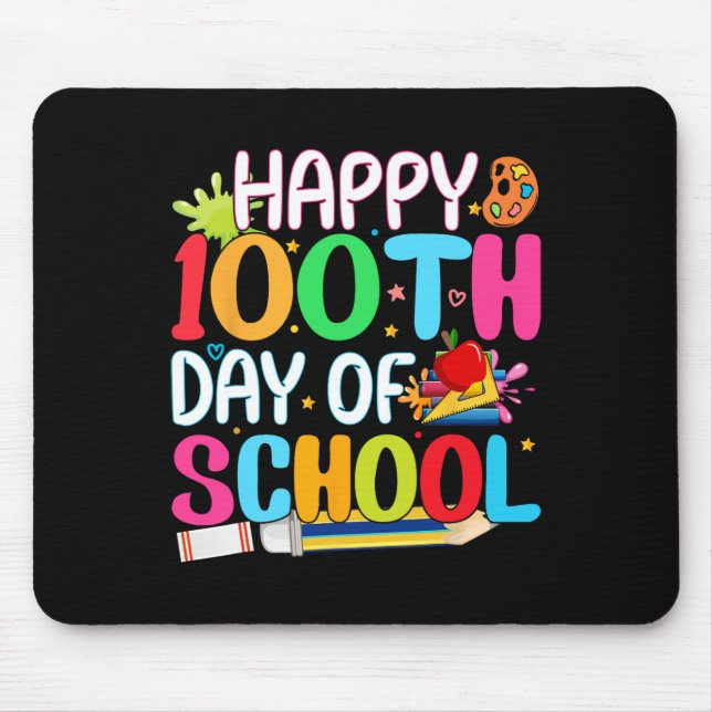 Glücklicher 100. Schullehrer Kinderhapp Mousepad (Vorne)