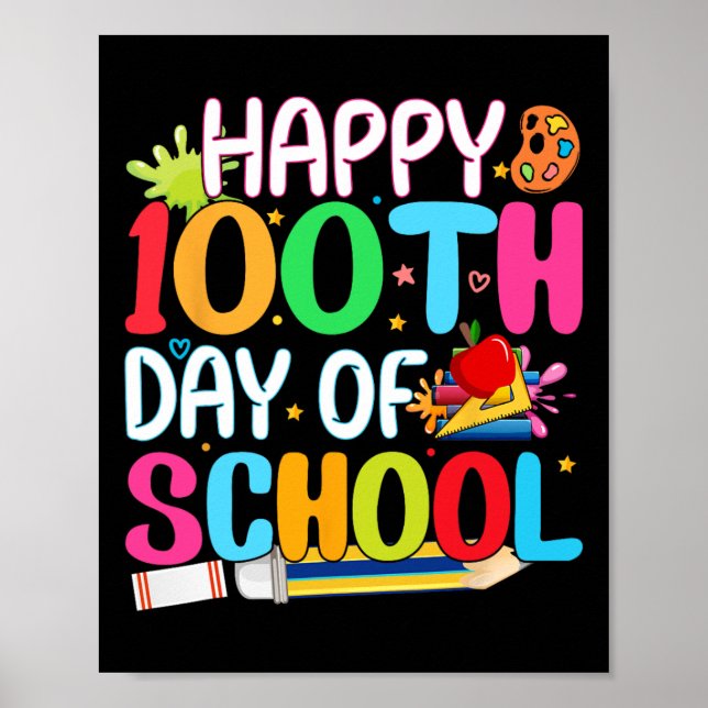 Glücklicher 100. Schullehrer Kinderhapp Poster (Vorne)