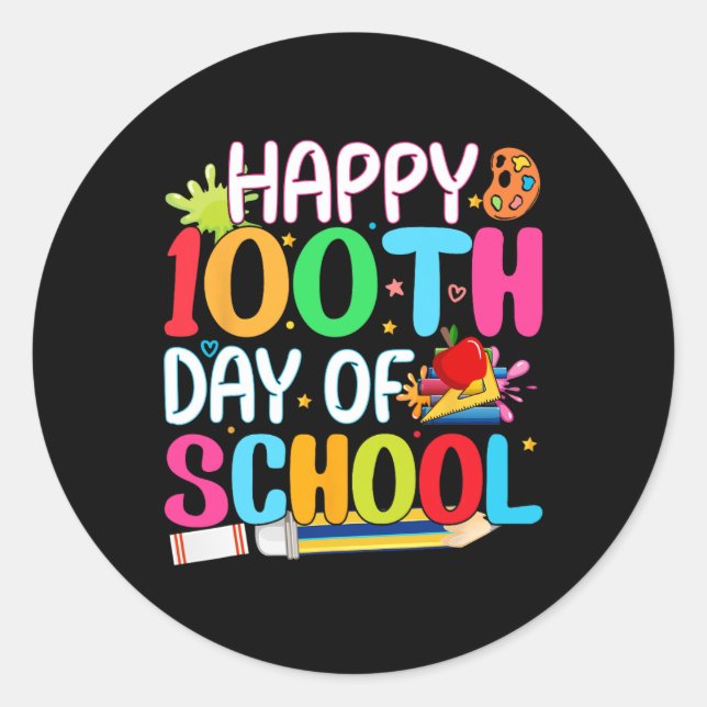 Glücklicher 100. Schullehrer Kinderhapp Runder Aufkleber (Vorderseite)