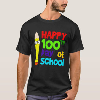 Glücklicher 100. Schultag Bleistift Lehrer Schüler T-Shirt