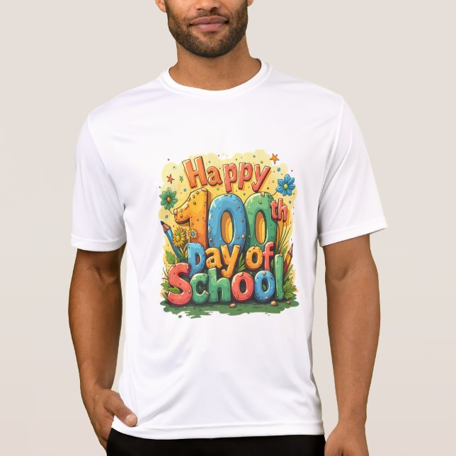glücklicher 100. Schultag T-Shirt (Vorderseite)